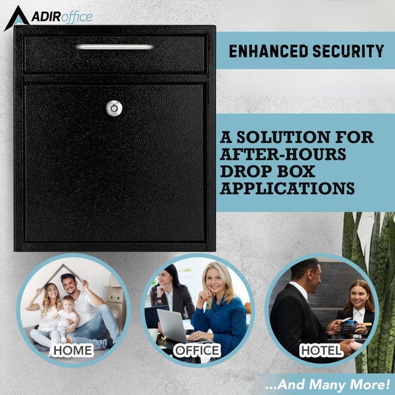 AdirOffice Wall Mount Mailbox - Mailbox with Lock and Keys- Durable Wall Mounted Locking Mailbox and Cash Drop Box for House, Apartments and Bussiness After Hours Deposits - Image 4